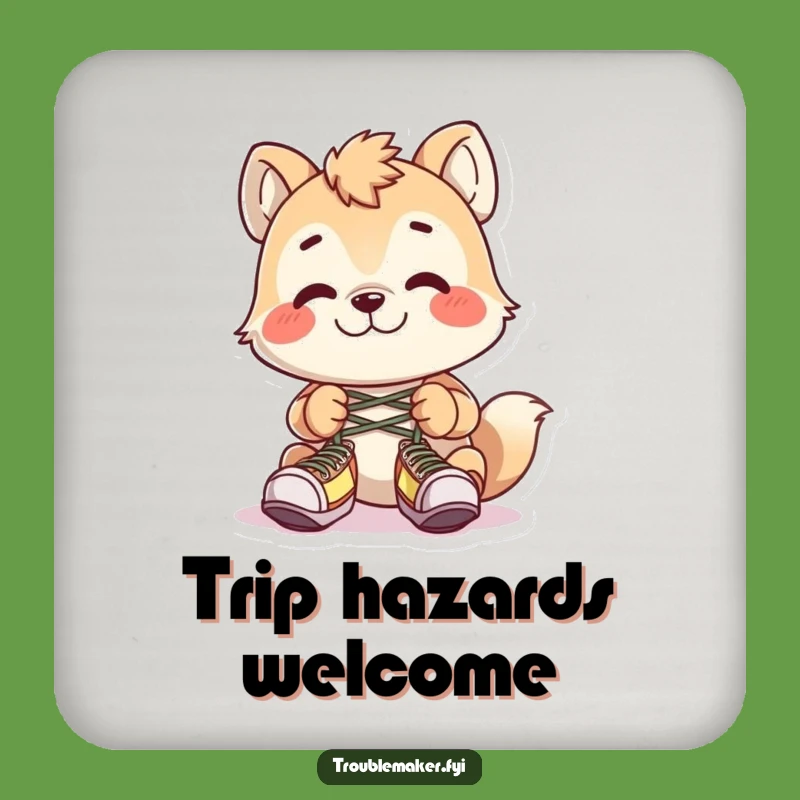 Funny Shoelace Sabotage Coaster Set: Protect Surfaces with Animal Prank Humor