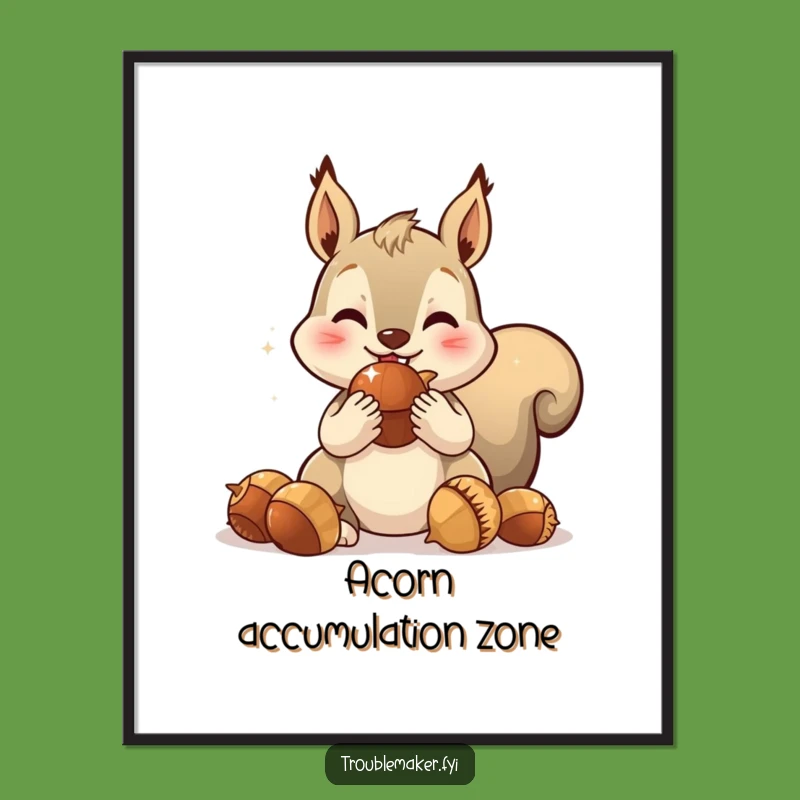 Funny Squirrel Acorn Art Print: Spirited Character Wall Decor Gift