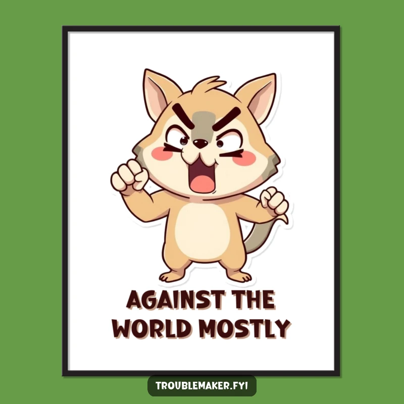 Funny Defiant Animal Poster - Exaggerated Pose Art for Bold Decor