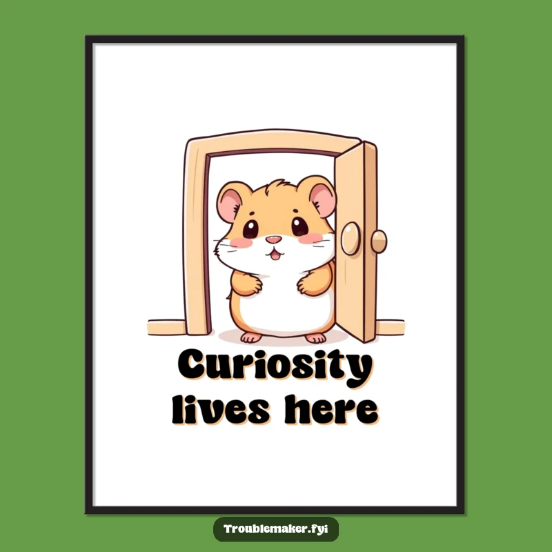 Funny Curious Hamster Art Print: Peeking Character Wall Decor Gift