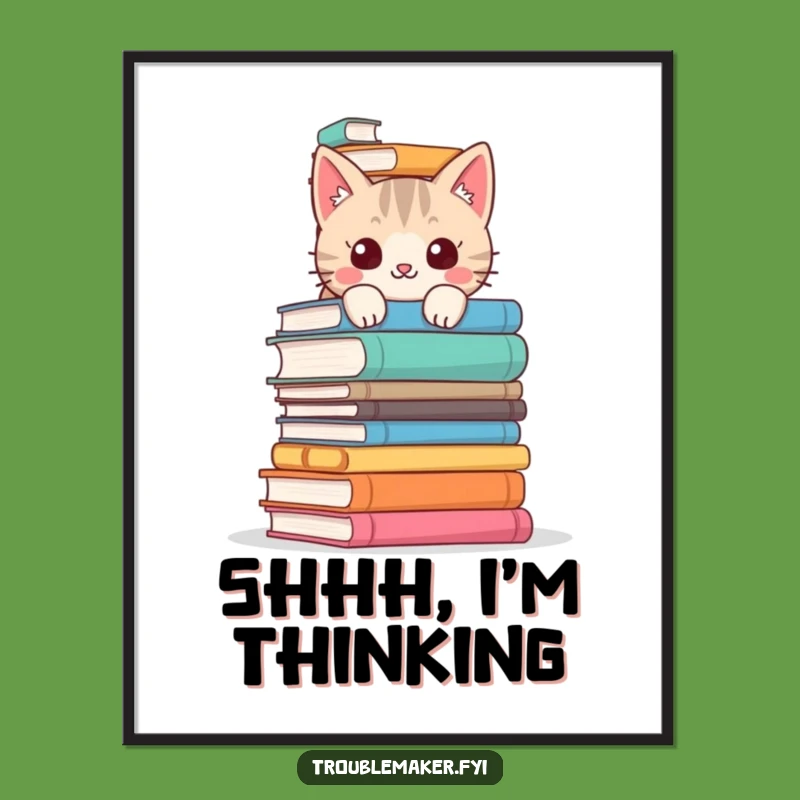 Funny Cat Poster - Mischievous Book Lover Wall Art, Hilarious Decor for Reading Nooks