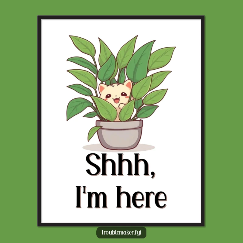 Funny Creature Plant Hideaway Poster - Hilarious Wall Art for Green Spaces