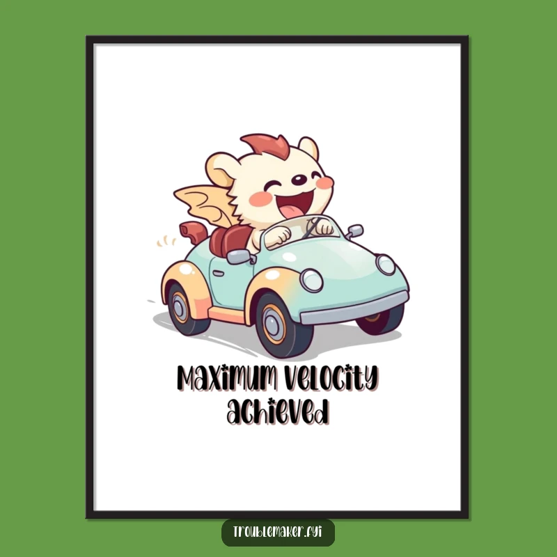 Funny Creature Toy Car Art Poster - Hilarious Wall Decor for Speed Demons