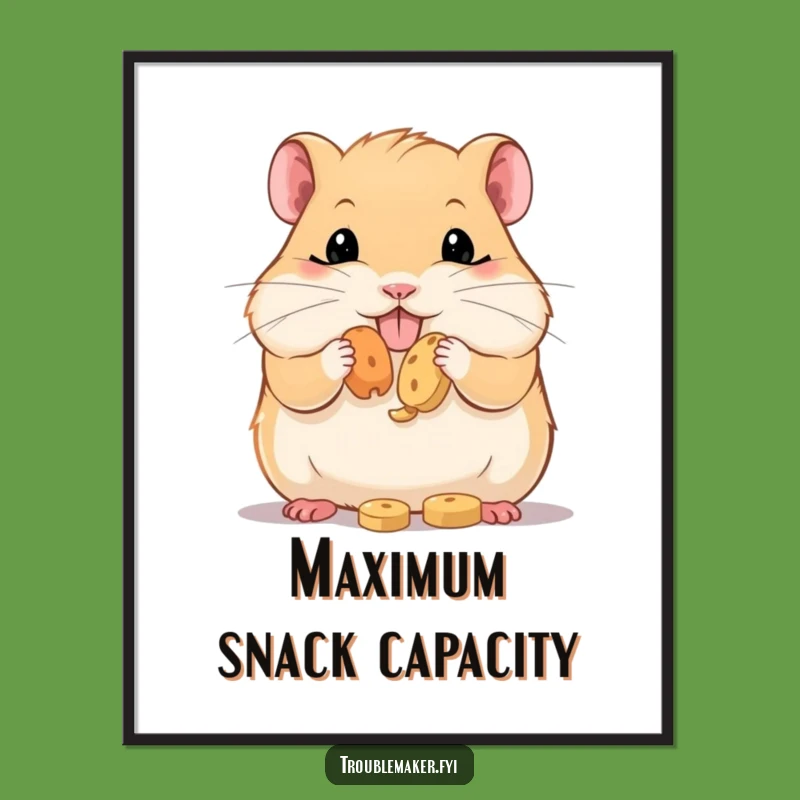 Funny Hamster Cheek Stuffing Poster: Hilarious Wall Art for Snack Lovers