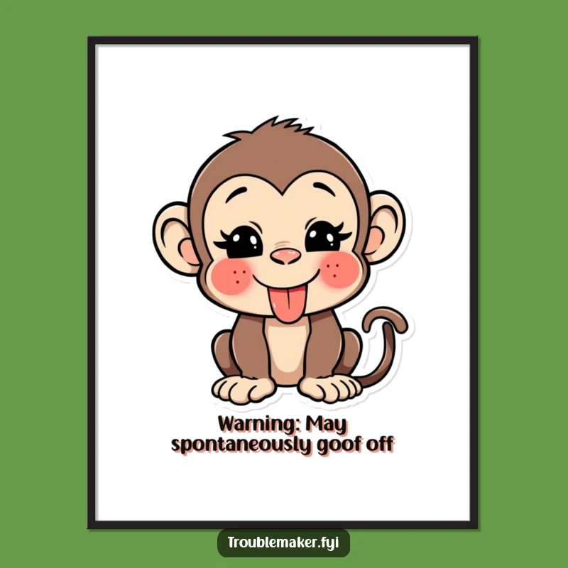 Funny Monkey Tongue Wink Poster: Hilarious Wall Art for Your Fun Space!