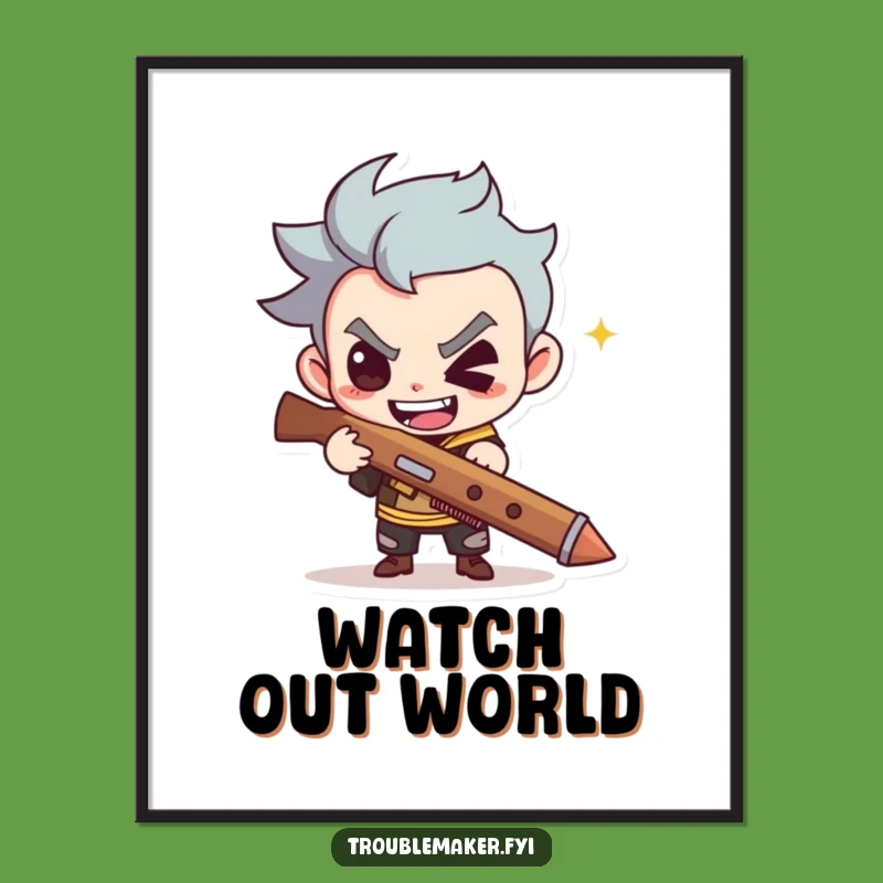 Funny Troublemaker Slingshot Poster a Hilarious Piece of Wall Art