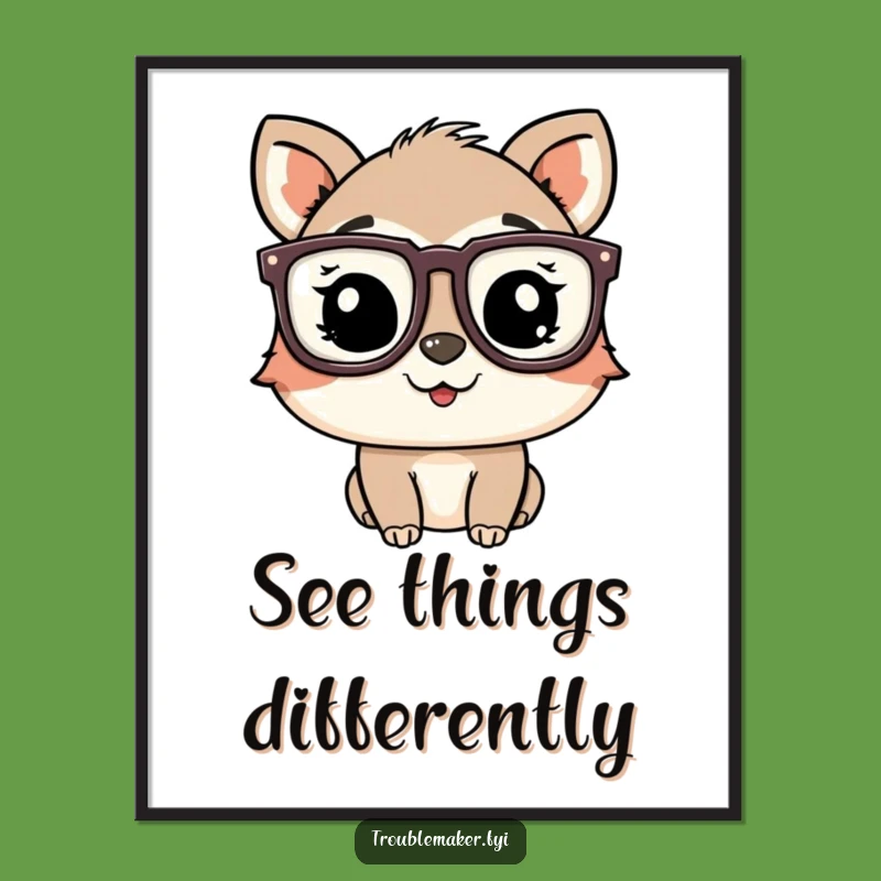 Funny Winking Glasses Poster: Quirky Animal Wall Art for a Playful Space
