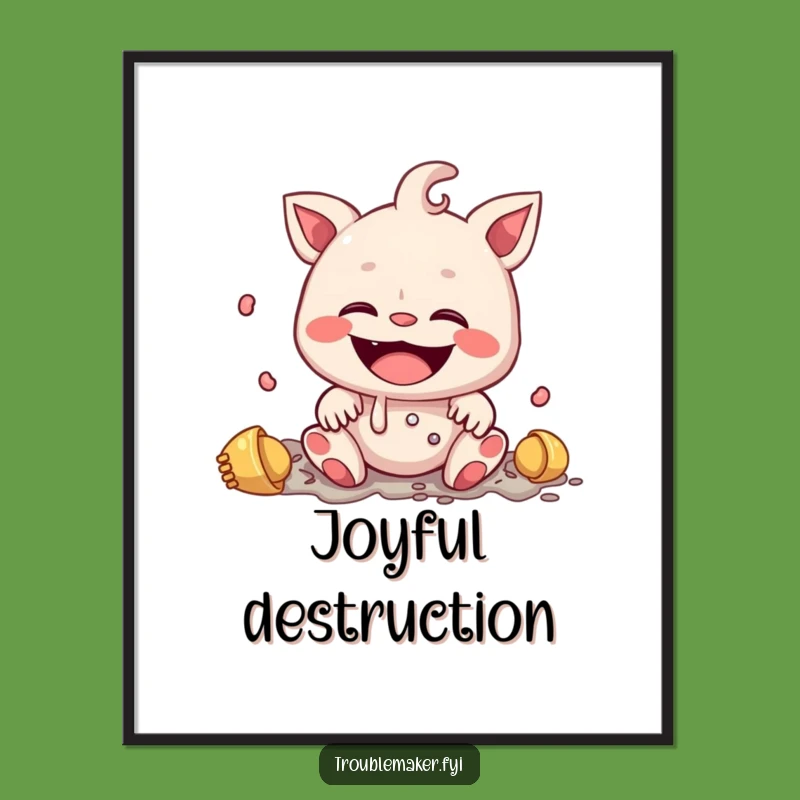 Funny Creature Innocent Mess Poster - Hilarious Wall Art for Playful Spaces