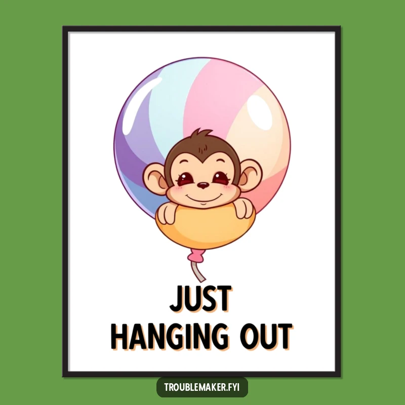 Funny Monkey Balloon Poster - Vibrant & Amusing Wall Art for Cheerful Spaces