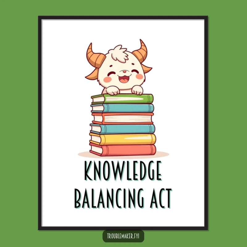 Funny Book Balance Creature Poster: Decorate with Literary Humor and Art
