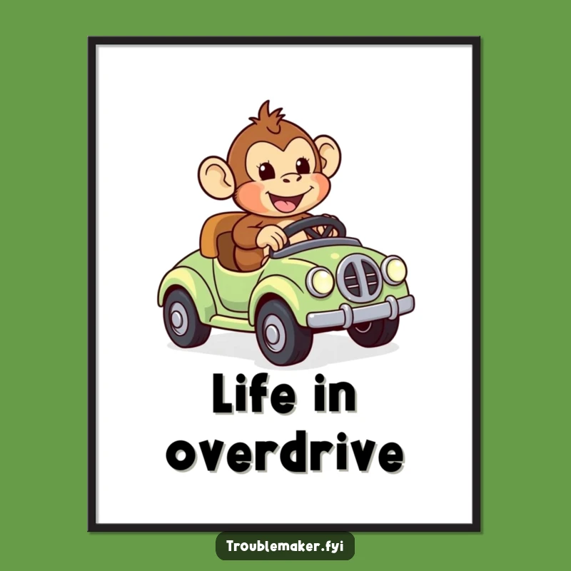 Funny Monkey Toy Car Poster - Hilarious Primate Art for Adventurous Spaces!