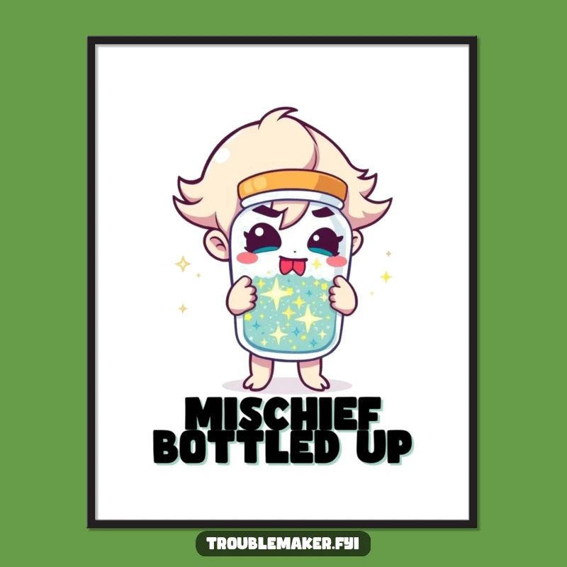 Funny Mischief Jar Poster: Hilarious Wall Art for Sparkly Spaces