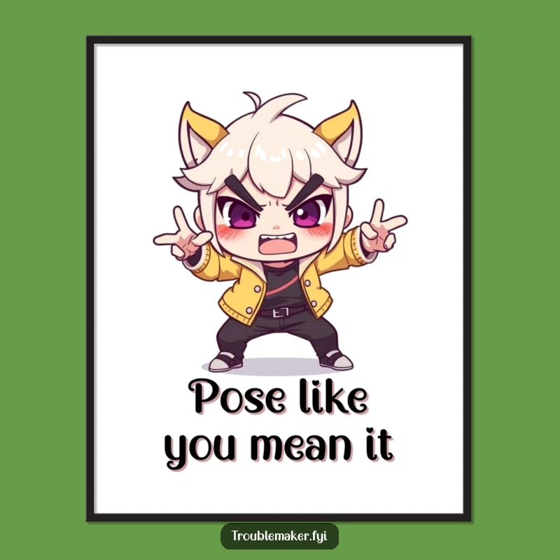 Funny Troublemaker Poster - Dramatic Pose Wall Art, Hilarious Room Decor Gift