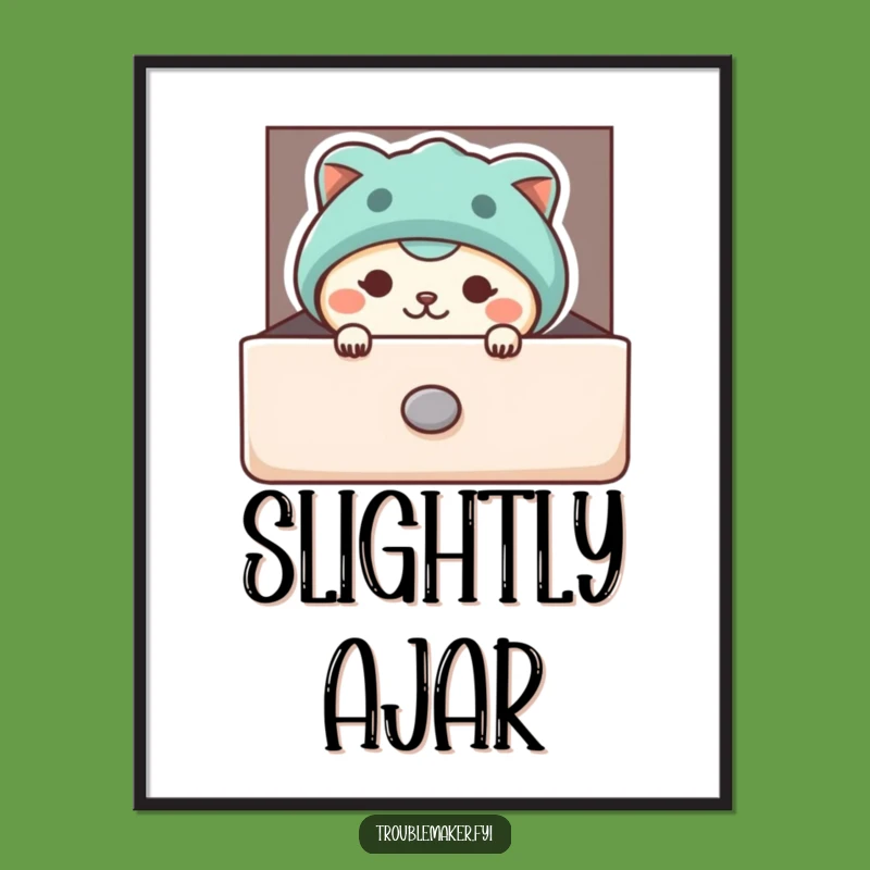 Funny Peeking Animal Poster - Whimsical Troublemaker Art, Ideal Funny Gift Decor