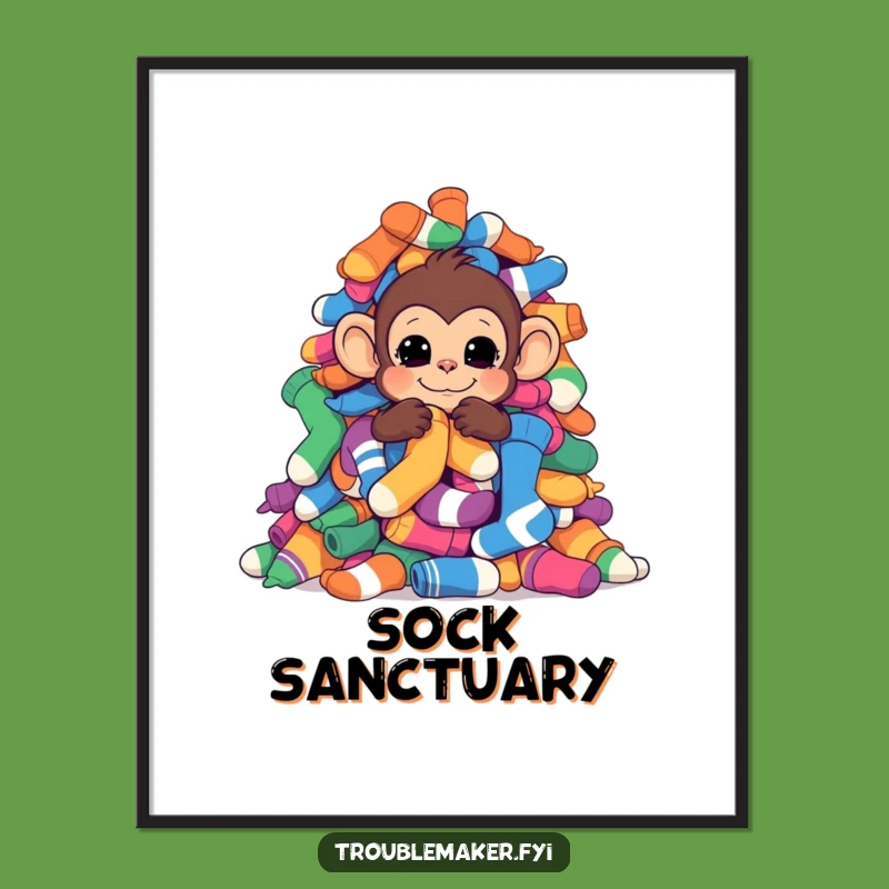 Funny Sock Hiding Monkey Poster: Add Whimsy to Your Walls with This Art Print