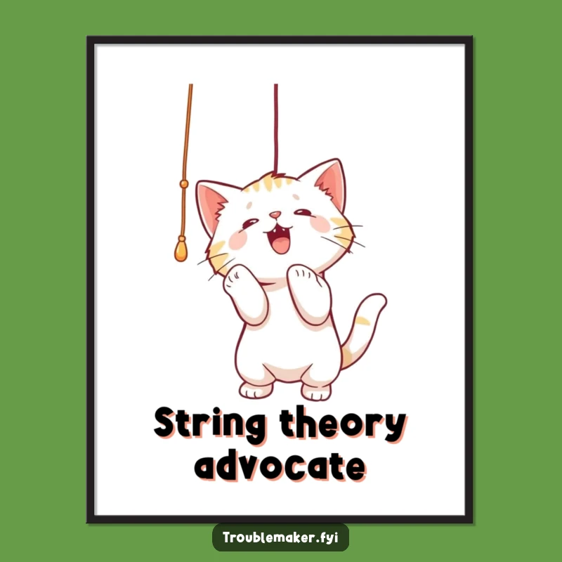 Funny Cat Batting String Poster - Whimsical Wall Art for Cat Lovers