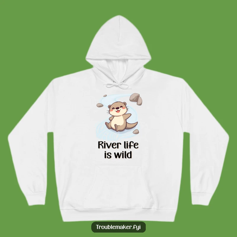 Funny Cozy Otter Hoodie: Sliding River Character Warm Pullover