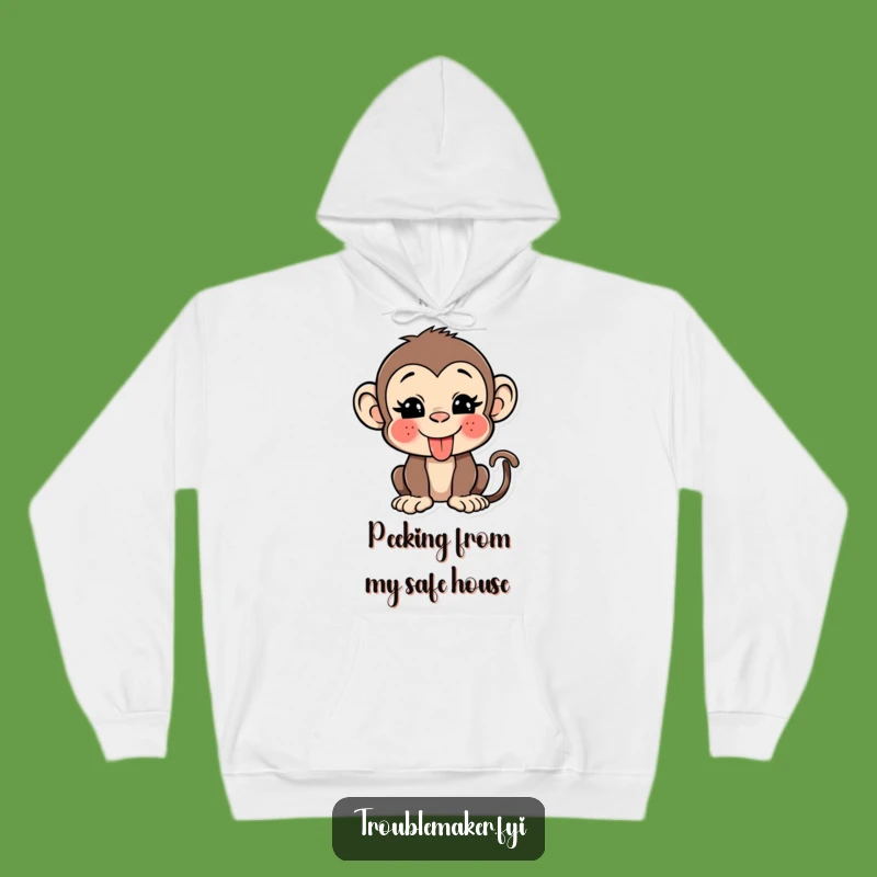 Funny Monkey Tongue Wink Hoodie: Cozy Up with a Hilarious Design!