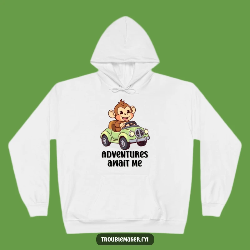 Funny Monkey Toy Car Hoodie - Get Cozy with This Hilarious Primate Adventure Gear!