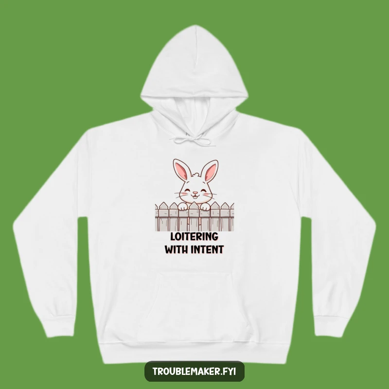 Funny Rabbit Hoodie: Cozy & Cheeky Hare Peeking Over Fence, Warm Funny Gift