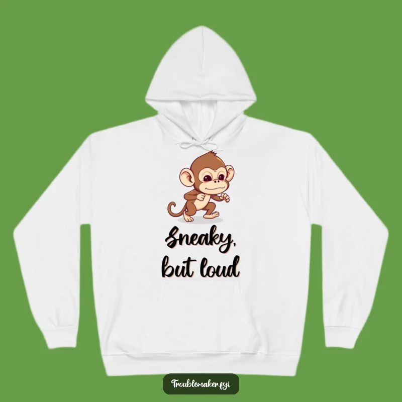 Funny Troublemaker Monkey Hoodie: Cozy Stealth Primate Apparel