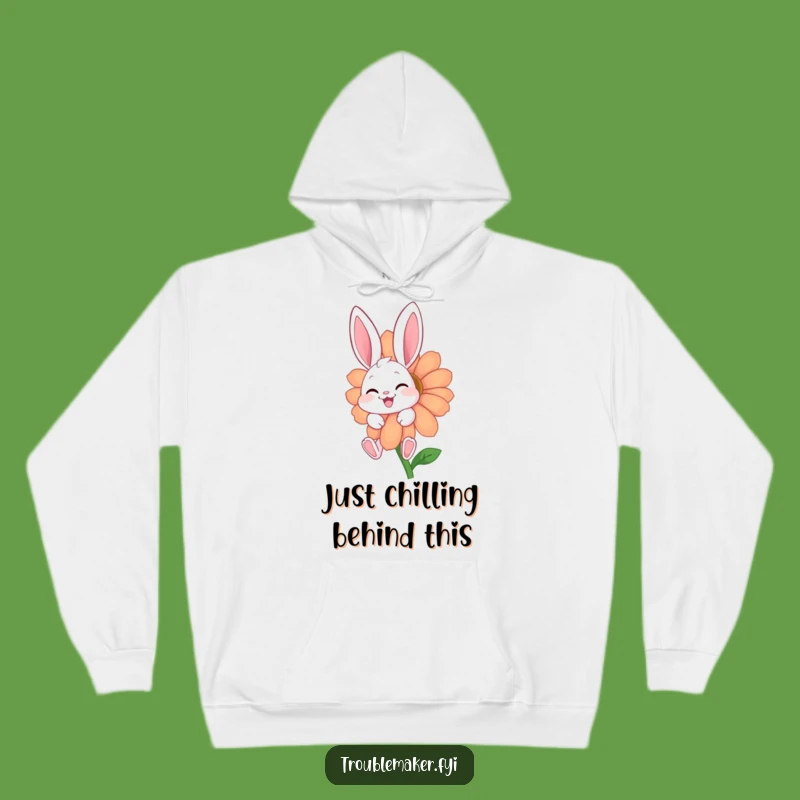 Funny Cozy Bunny Hoodie: Giggling Flower Character Warm Pullover Gift