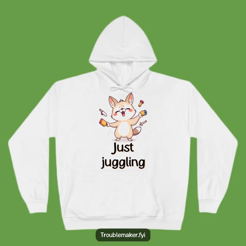 Funny Juggling Troublemaker Animal Hoodie - Cozy & Hilarious Pet Lover's Funny Gift