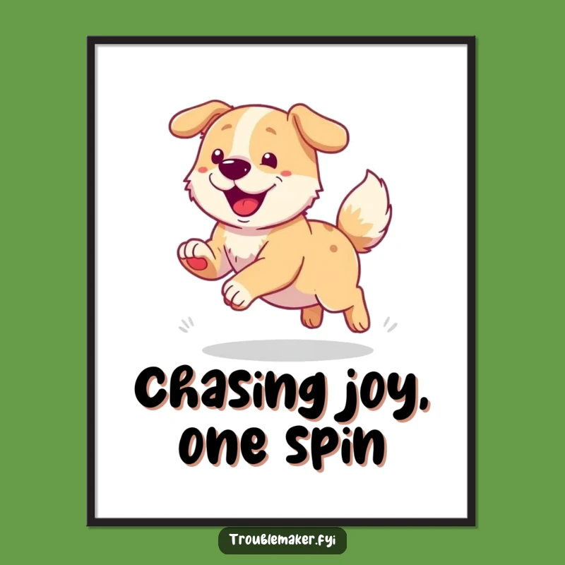 Free Printable Wall Art: Dog Tail Chase Funny Downloadable Decor