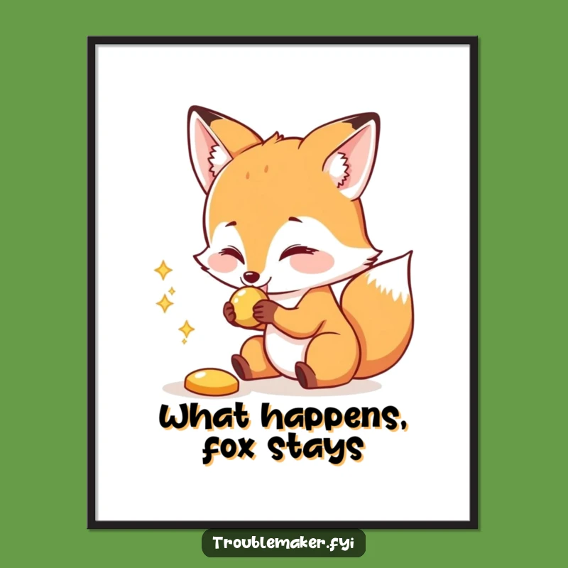 Free Printable Wall Art: Fox Steals Shiny, Funny Downloadable Decor