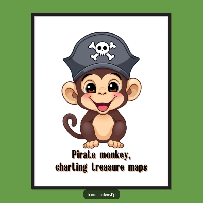 Free Printable Wall Art: Mischievous Pirate Monkey Funny Downloadable Decor