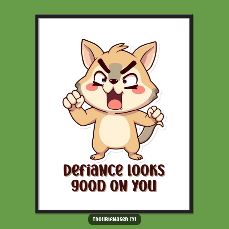 Free Printable Wall Art: Mock Defiance Animal Humorous Downloadable Gift