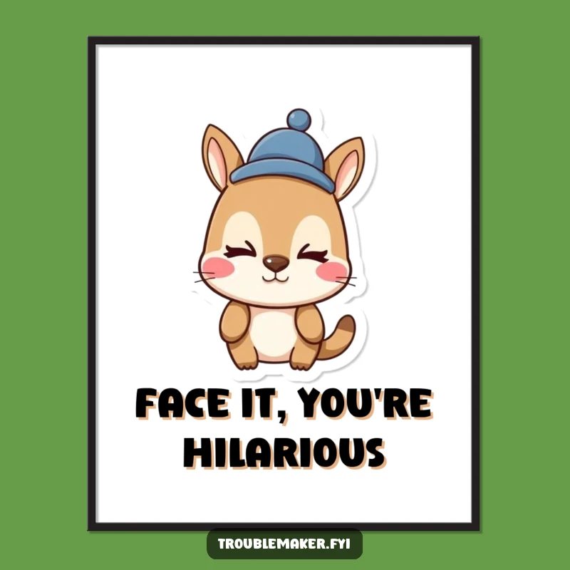 Free Printable Wall Art: Silly Animal Hat Face Downloadable Humorous Gift