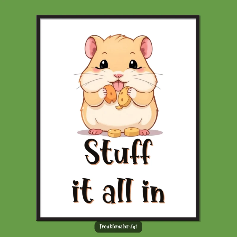 Funny Free Printable Wall Art: Hamster Treat Hoarder - Quirky Downloadable Decor