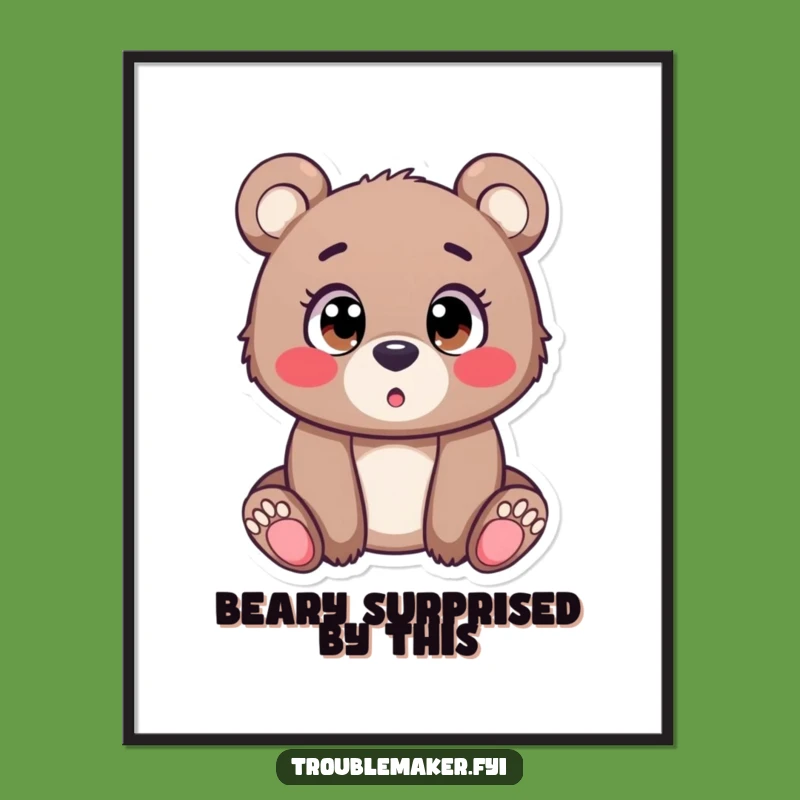 Funny Free Printable Wall Art: Surprised Bear Cub - Whimsical Downloadable Decor