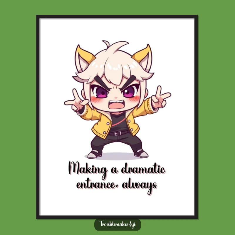 Funny Free Printable Wall Art: Troublemaker's Dramatic Pose Downloadable Decor