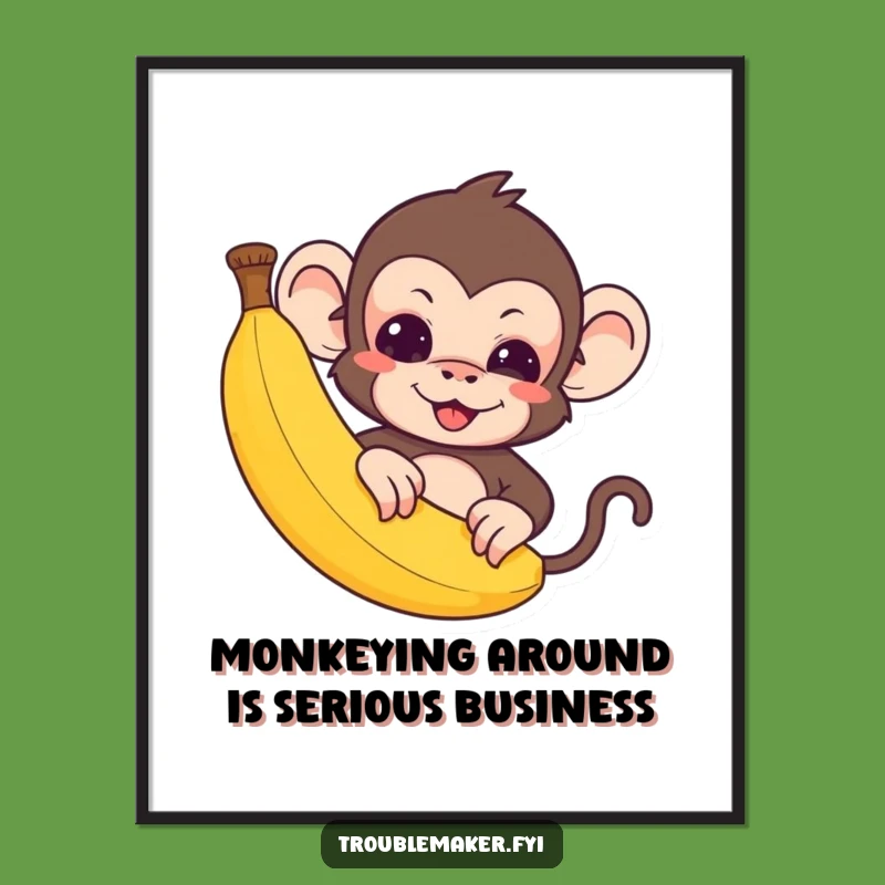 Free Printable Funny Wall Art: Monkey's Mischievous Banana Hideout Downloadable Art Gift!