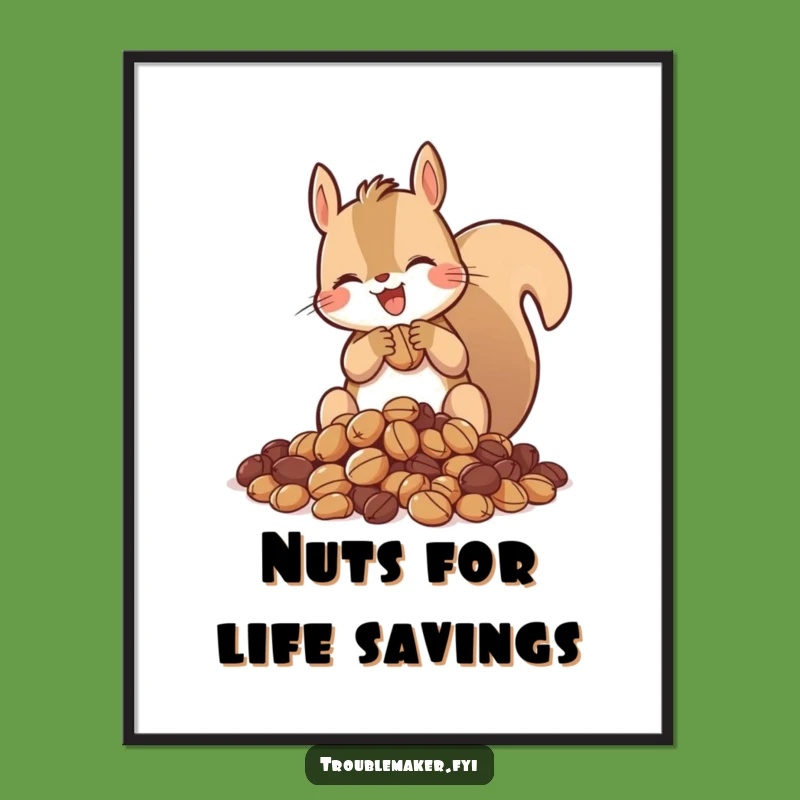 Funny Free Printable Wall Art: Hoarding Squirrel, Whimsical Downloadable Art
