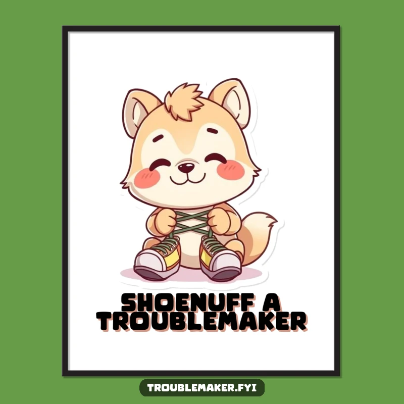 Free Printable Wall Art: Troublemaker Animal's Shoelace Prank, Funny Downloadable Decor for Laughs!
