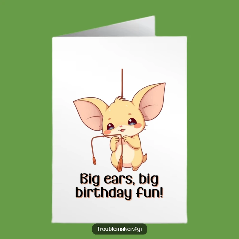 Free Printable Birthday Card: Big Ears Playful String Fun for a Cute Downloadable Gift