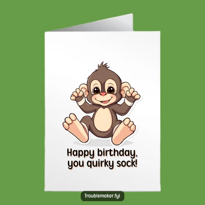 Free Printable Birthday Card: Mismatched Socks Monkey Funny Downloadable Gift