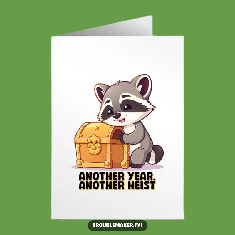 Free Printable Birthday Card: Raccoon Treasure Lock Pick Funny Downloadable Gift