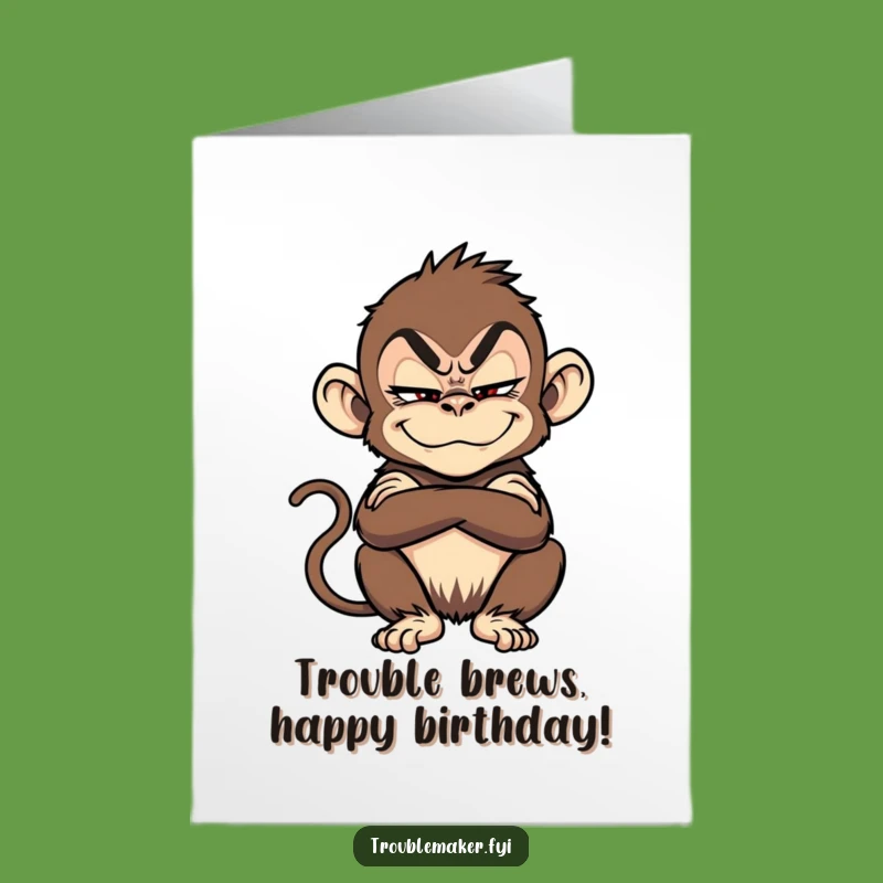 Free Printable Birthday Card: Sly Monkey Mischief Downloadable Gift