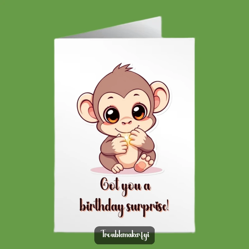 Free Printable Birthday Card: Sneaky Monkey Shiny Object Funny Downloadable Gift