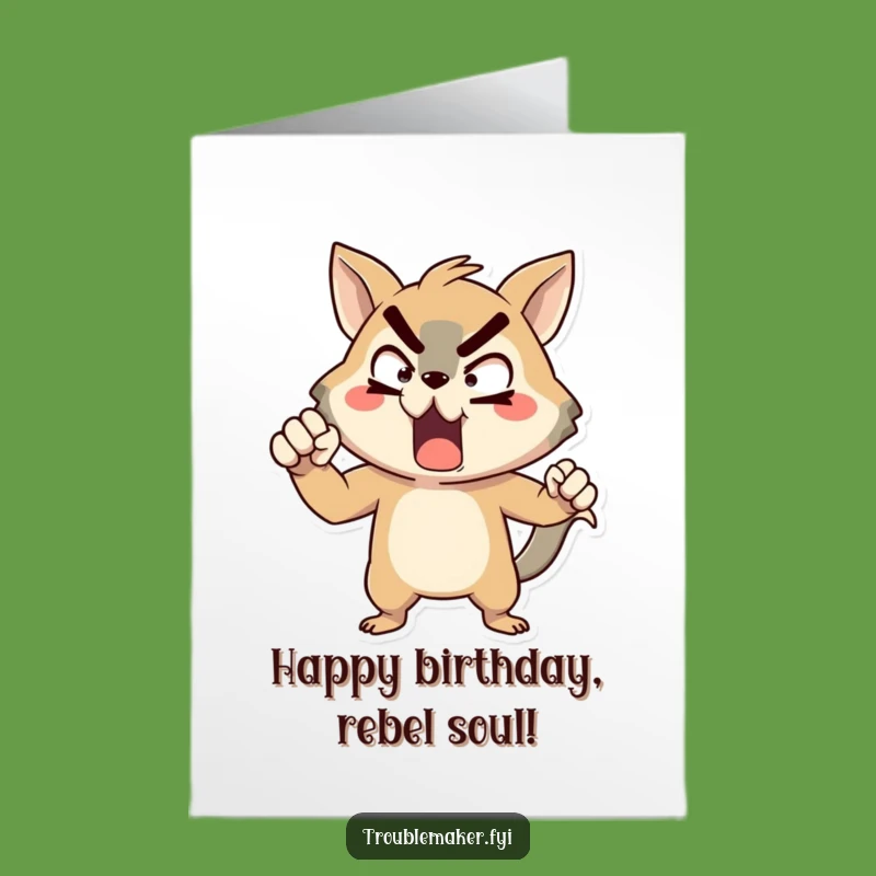 Free Printable Funny Birthday Card: Mock Defiance Animal Downloadable Gift