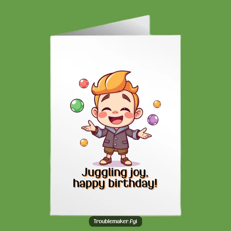Free Printable Funny Birthday Card: Troublemaker Marble Juggling Humor
