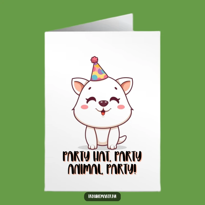 Free Printable Wonky Party Hat Birthday Card: Funny Animal's Birthday Bash Gift!