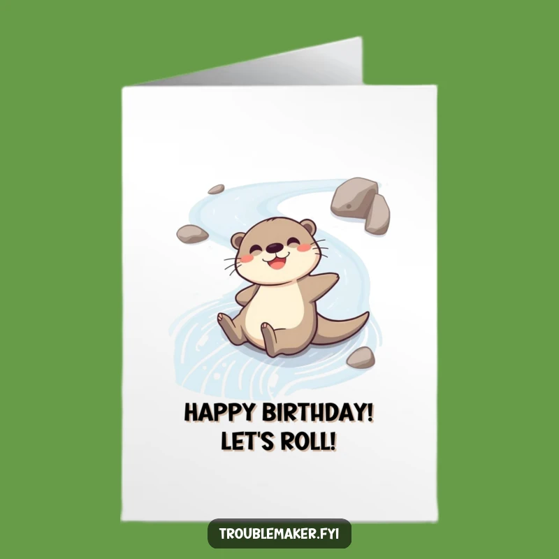 Free Printable Birthday Card: Otter's Joyful Slide - Hilarious DIY Gift for a Splashing Good Time!