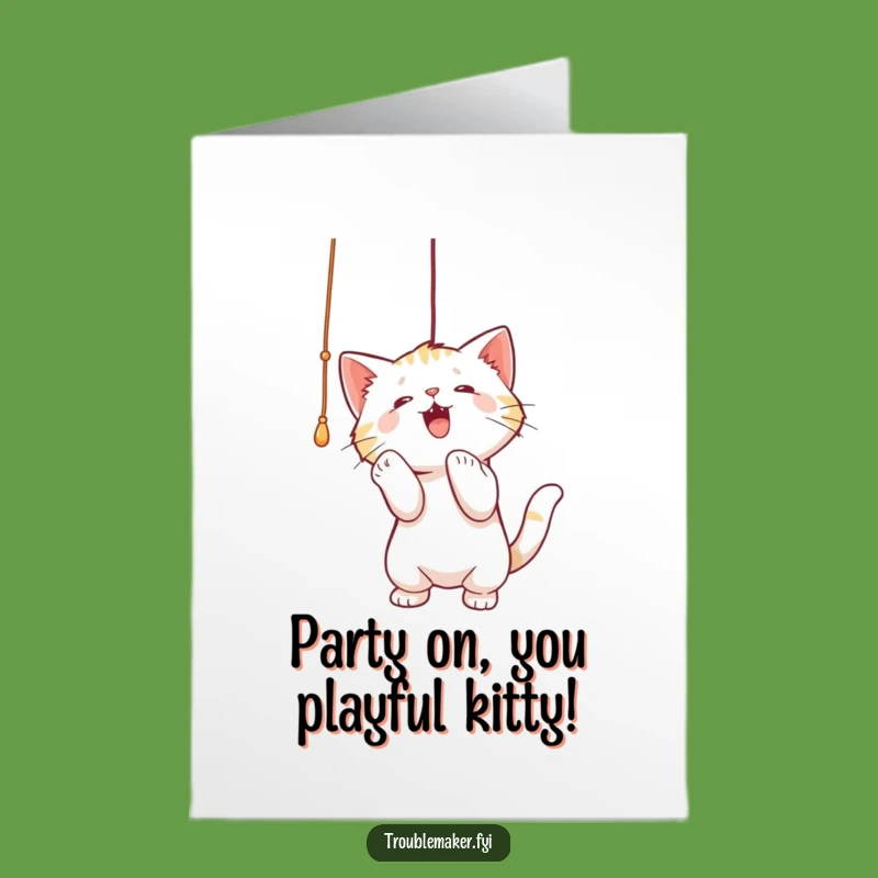 Free Printable Birthday Card: Cat String Playful Funny Downloadable Gift