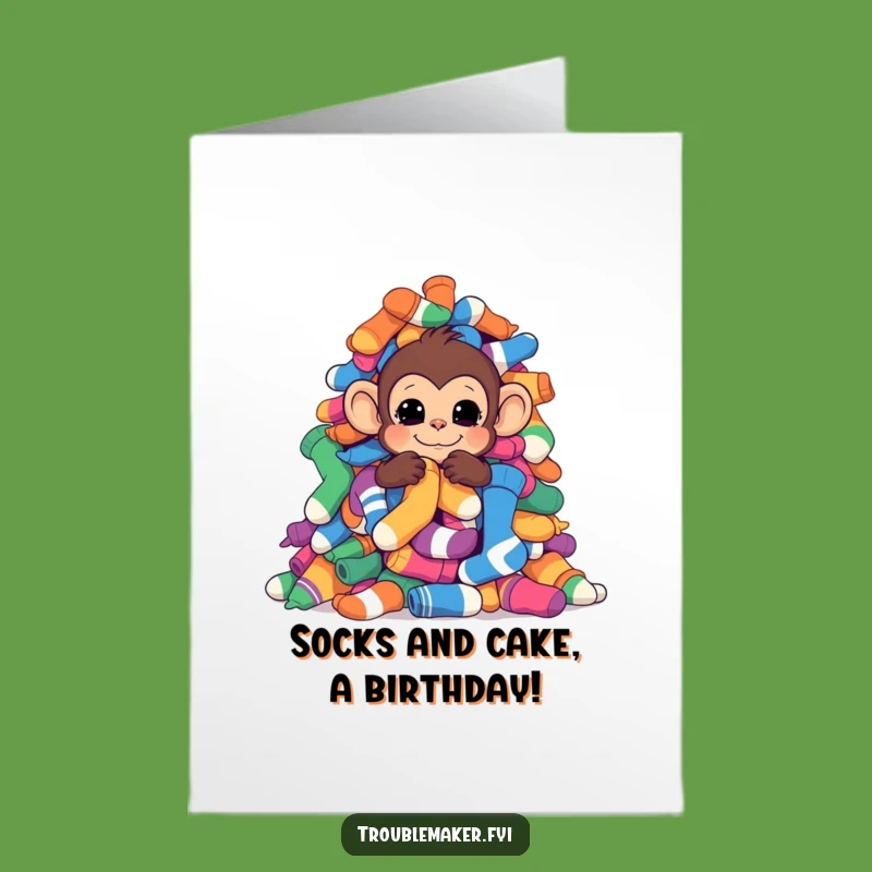 Free Printable Birthday Card: Sock Hiding Monkey Funny Downloadable Gift
