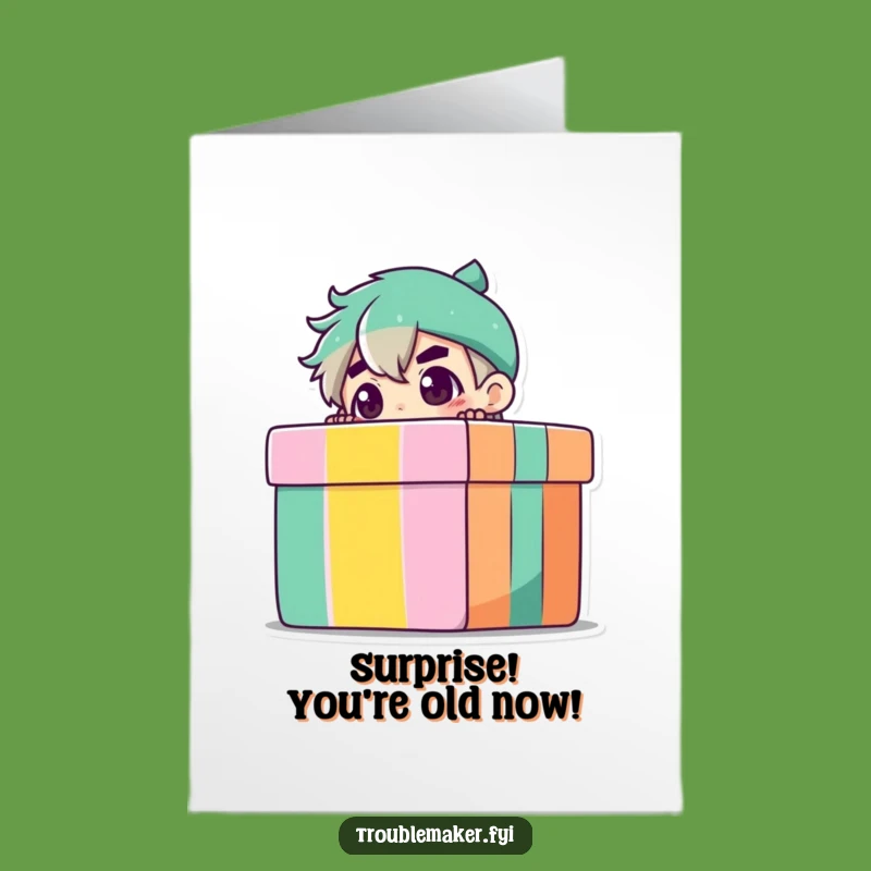 Surprise Free Printable Birthday Card: Peeking Troublemaker, Funny Gift Box LOL Download